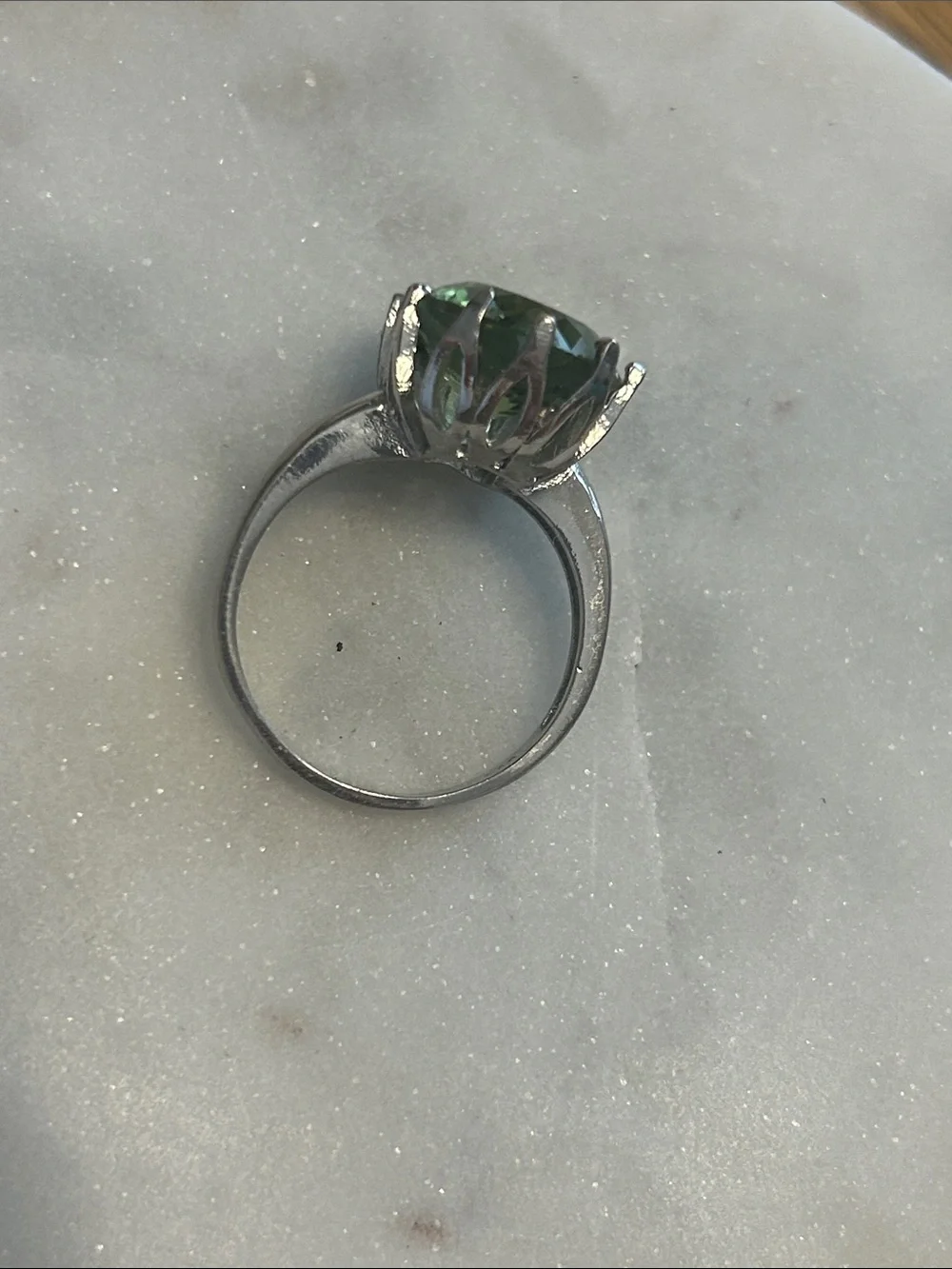 Sterling Silver Green Oval Gemstone Halo Ring - Women's Jewelry